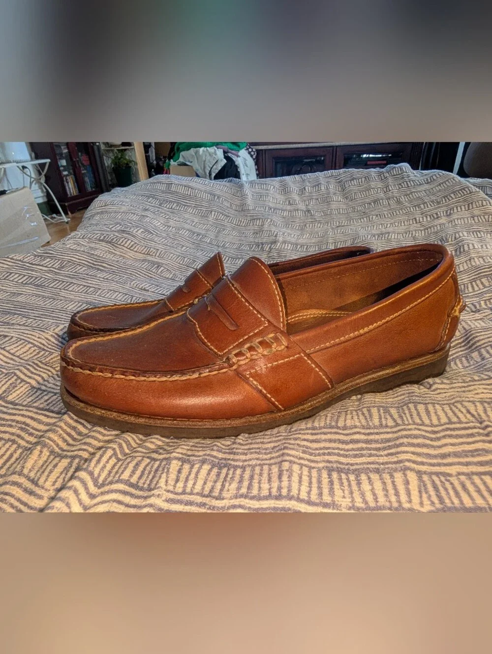 Sebago Men's Brown Leather Loafers Shoes Vibram Soles Size 11 E 35551